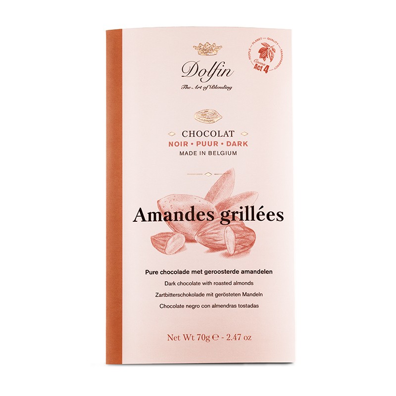 Chocolat noir Amandes grillées 70g Dolfin