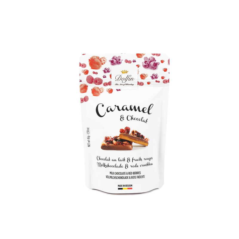 Caramel & chocolat au lait et fruits rouges