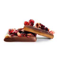 Caramel & chocolat au lait et fruits rouges
